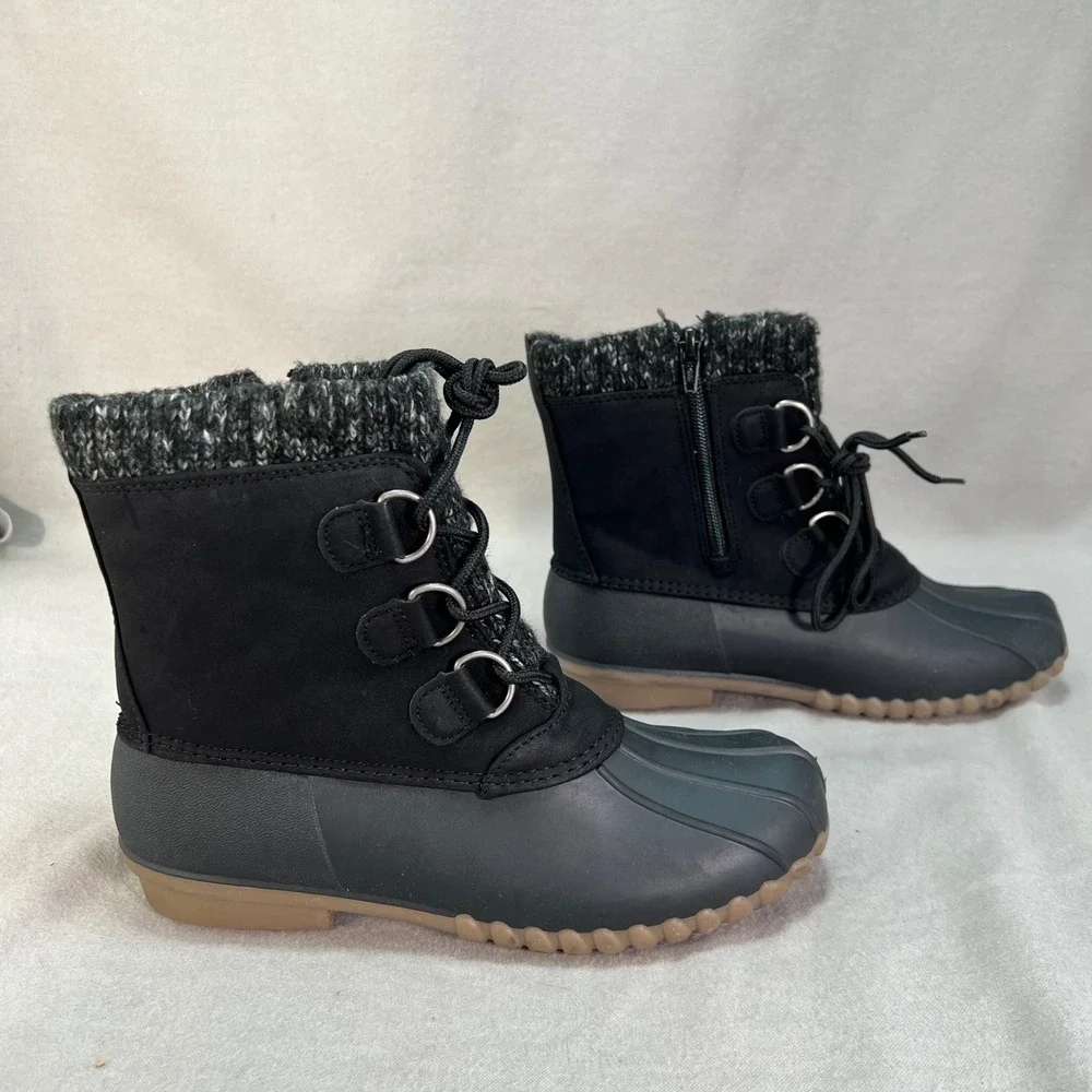 Waterproof Black Duck Boots Winter Snow Warm Cozy Outdoor Chore Utility Womens 6